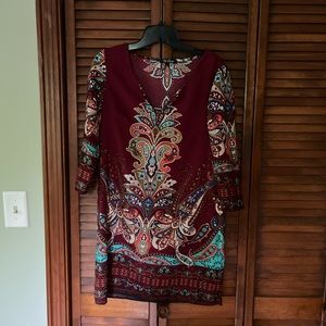 Burgundy paisley printed Dress